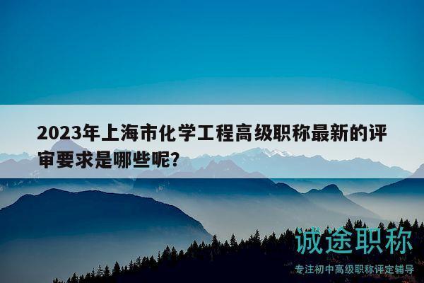 2023年上海市化学工程高级职称最新的评审要求是哪些呢？