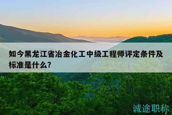 如今黑龙江省冶金化工中级工程师评定条件及标准是什么？