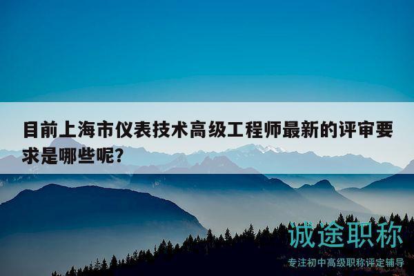 目前上海市仪表技术高级工程师最新的评审要求是哪些呢？