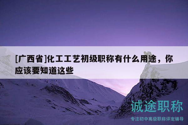 [广西省]化工工艺初级职称有什么用途，你应该要知道这些