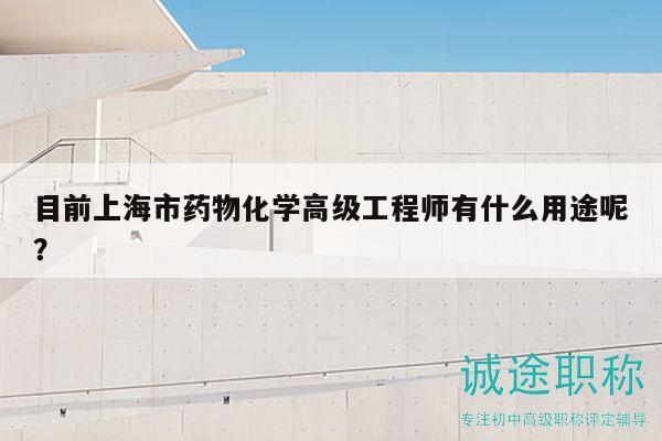 目前上海市药物化学高级工程师有什么用途呢？