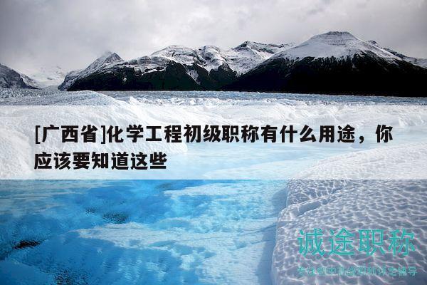 [广西省]化学工程初级职称有什么用途，你应该要知道这些