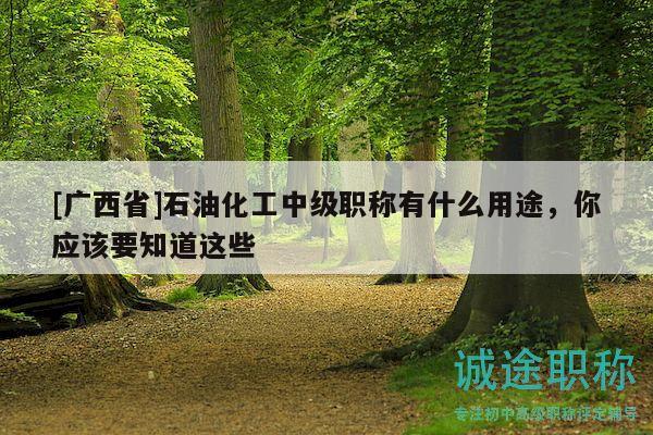 [广西省]石油化工中级职称有什么用途，你应该要知道这些