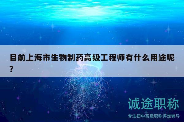 目前上海市生物制药高级工程师有什么用途呢？