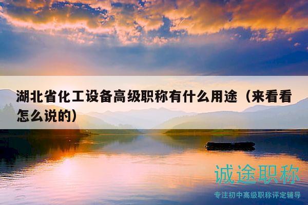 湖北省化工设备高级职称有什么用途（来看看怎么说的）