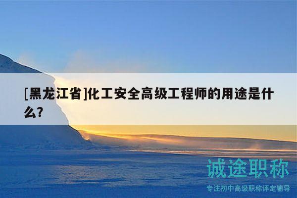 [黑龙江省]化工安全高级工程师的用途是什么？