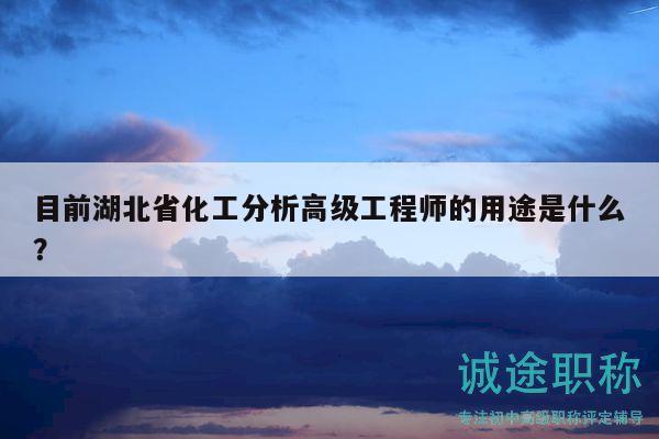 目前湖北省化工分析高级工程师的用途是什么？
