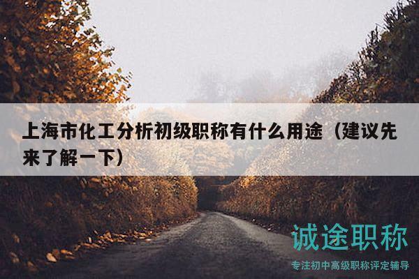 上海市化工分析初级职称有什么用途（建议先来了解一下）