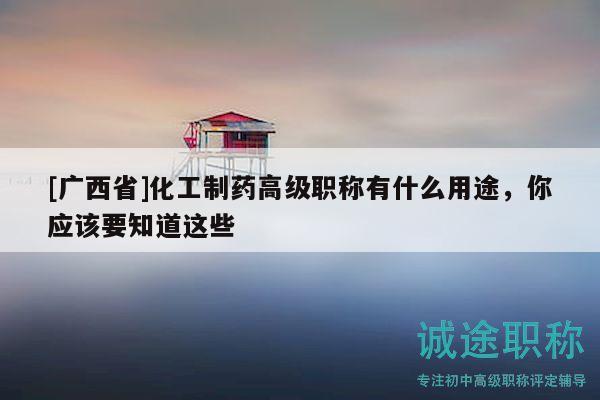 [广西省]化工制药高级职称有什么用途，你应该要知道这些