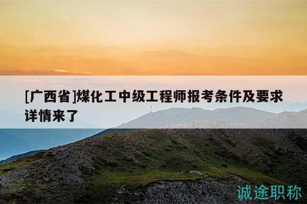 [广西省]煤化工中级工程师报考条件及要求详情来了