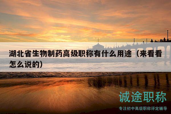 湖北省生物制药高级职称有什么用途（来看看怎么说的）