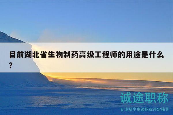 目前湖北省生物制药高级工程师的用途是什么？