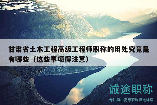 甘肃省土木工程高级工程师职称的用处究竟是有哪些（这些事项得注意）
