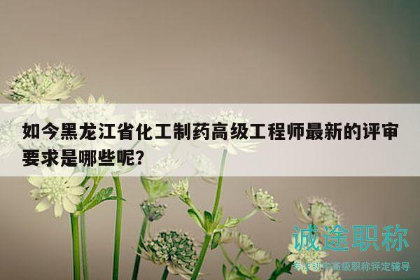 如今黑龙江省化工制药高级工程师最新的评审要求是哪些呢？