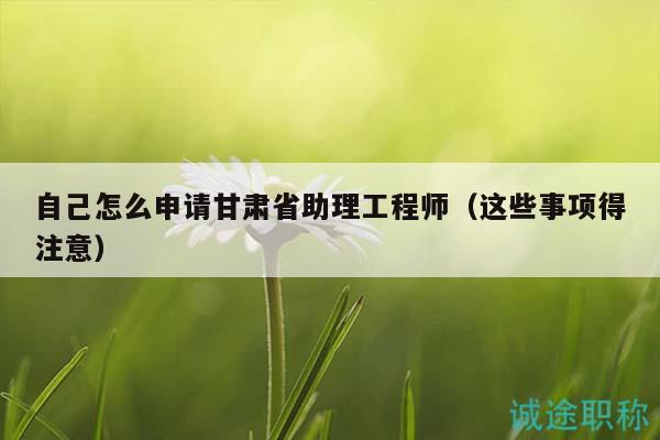 自己怎么申请甘肃省助理工程师（这些事项得注意）