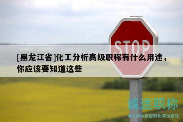 [黑龙江省]化工分析高级职称有什么用途，你应该要知道这些