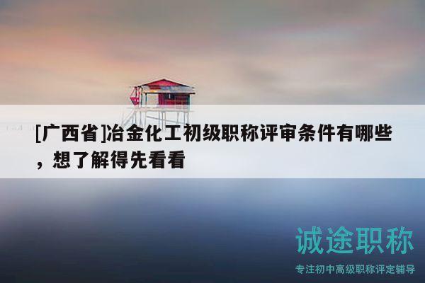 [广西省]冶金化工初级职称评审条件有哪些，想了解得先看看