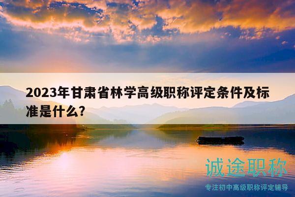 2023年甘肃省林学高级职称评定条件及标准是什么？