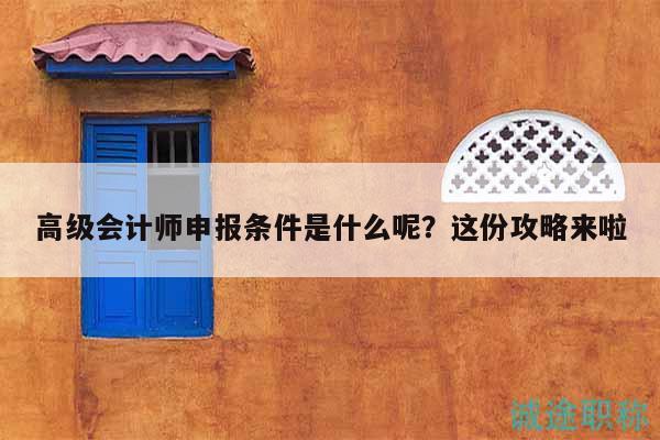 高级会计师申报条件是什么呢？这份攻略来啦