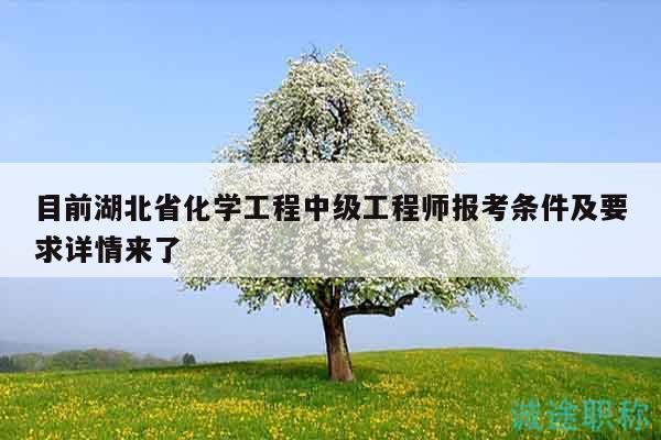 目前湖北省化学工程中级工程师报考条件及要求详情来了