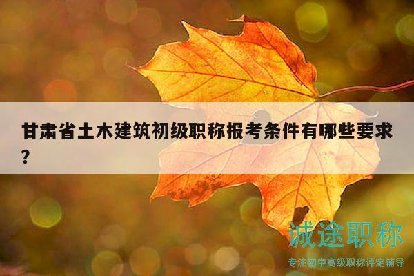 甘肃省土木建筑初级职称报考条件有哪些要求？