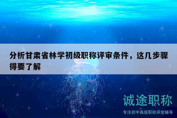 分析甘肃省林学初级职称评审条件，这几步骤得要了解