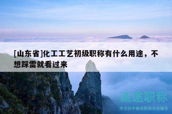 [山东省]化工工艺初级职称有什么用途，不想踩雷就看过来