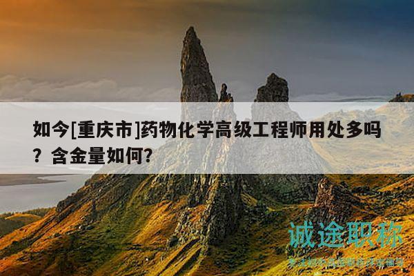 如今[重庆市]药物化学高级工程师用处多吗？含金量如何？
