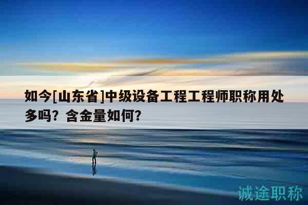 如今[山东省]中级设备工程工程师职称用处多吗？含金量如何？