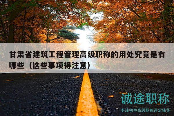 甘肃省建筑工程管理高级职称的用处究竟是有哪些（这些事项得注意）