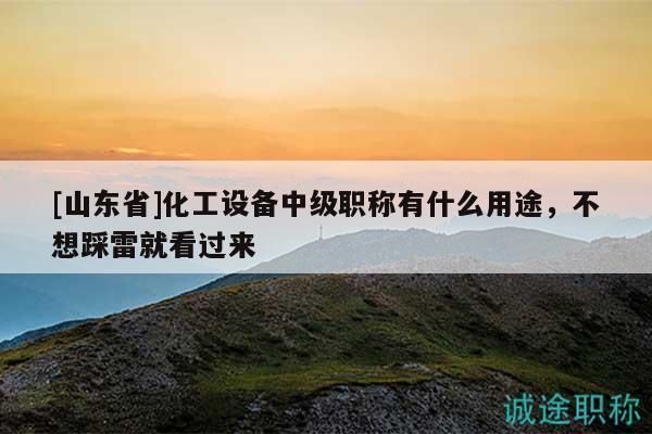 [山东省]化工设备中级职称有什么用途，不想踩雷就看过来