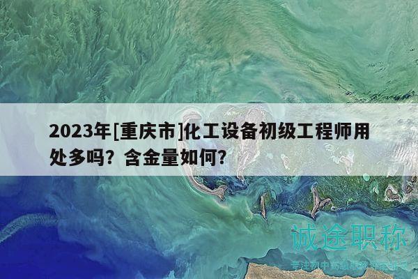 2023年[重庆市]化工设备初级工程师用处多吗？含金量如何？