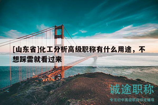 [山东省]化工分析高级职称有什么用途，不想踩雷就看过来