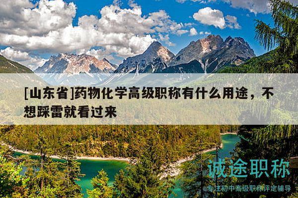 [山东省]药物化学高级职称有什么用途，不想踩雷就看过来