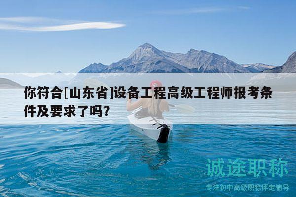 你符合[山东省]设备工程高级工程师报考条件及要求了吗？