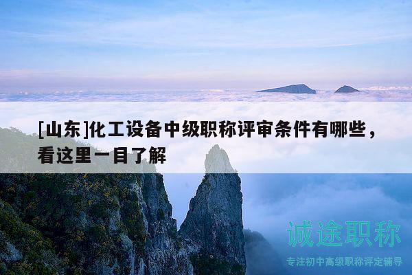 [山东]化工设备中级职称评审条件有哪些，看这里一目了解