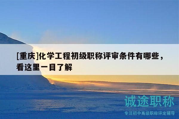 [重庆]化学工程初级职称评审条件有哪些，看这里一目了解