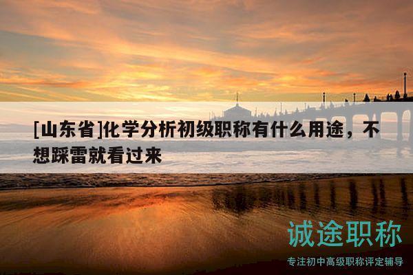 [山东省]化学分析初级职称有什么用途，不想踩雷就看过来