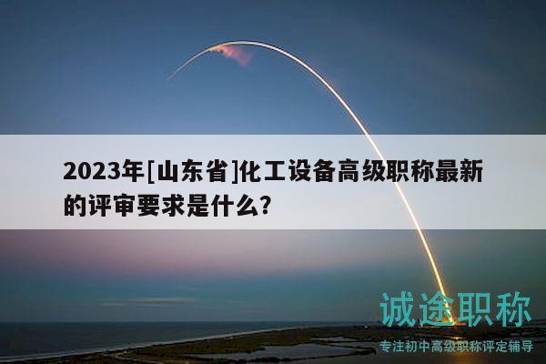 2023年[山东省]化工设备高级职称最新的评审要求是什么？