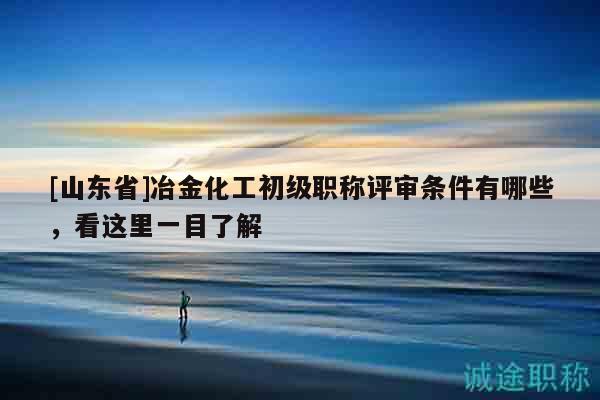 [山东省]冶金化工初级职称评审条件有哪些，看这里一目了解