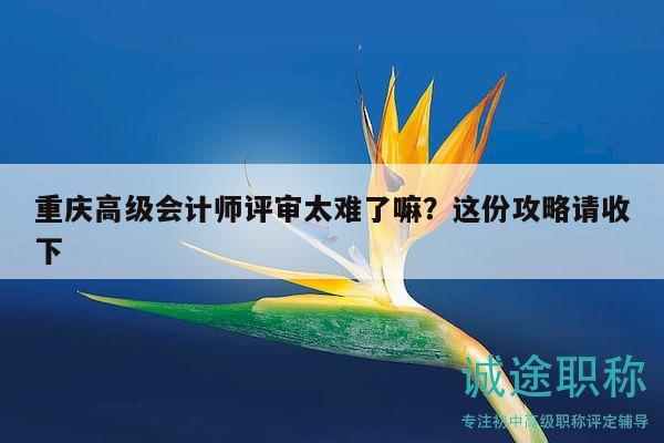 重庆高级会计师评审太难了嘛？这份攻略请收下