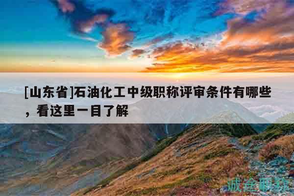 [山东省]石油化工中级职称评审条件有哪些，看这里一目了解