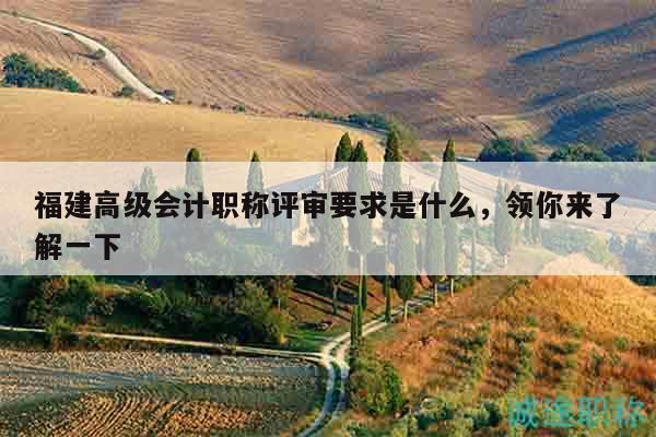 福建高级会计职称评审要求是什么，领你来了解一下